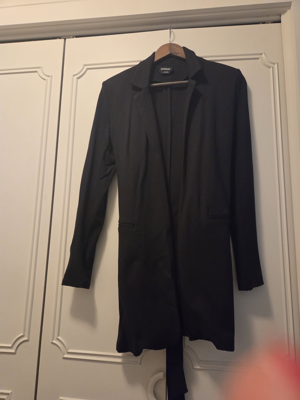 bebe Black Longline Blazer Jacket With Belt